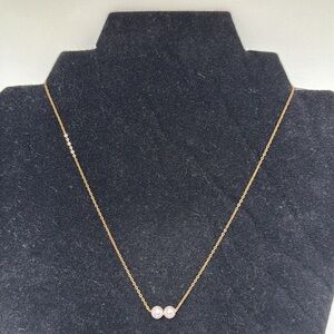14k real solid gold freshwater pearls necklace size 16-1/2 inches long